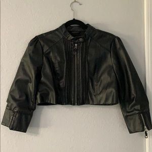 Cropped faux leather jacket...